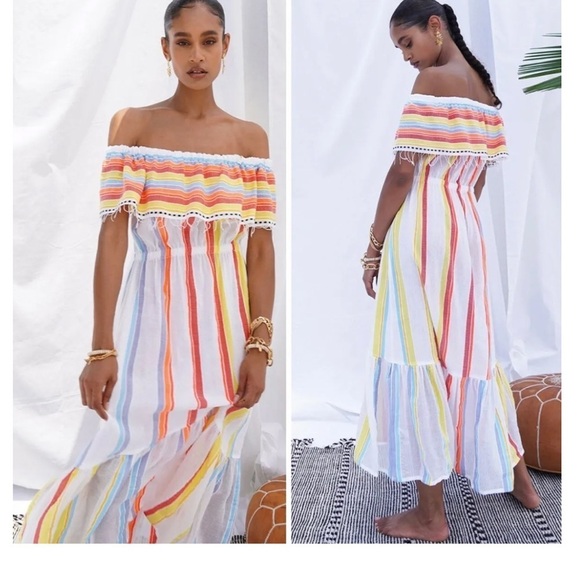 LEMLEM MOKATI OFF-THE SHOULDER BEACH MIDI DRESS Size Small NWOT - Picture 1 of 7